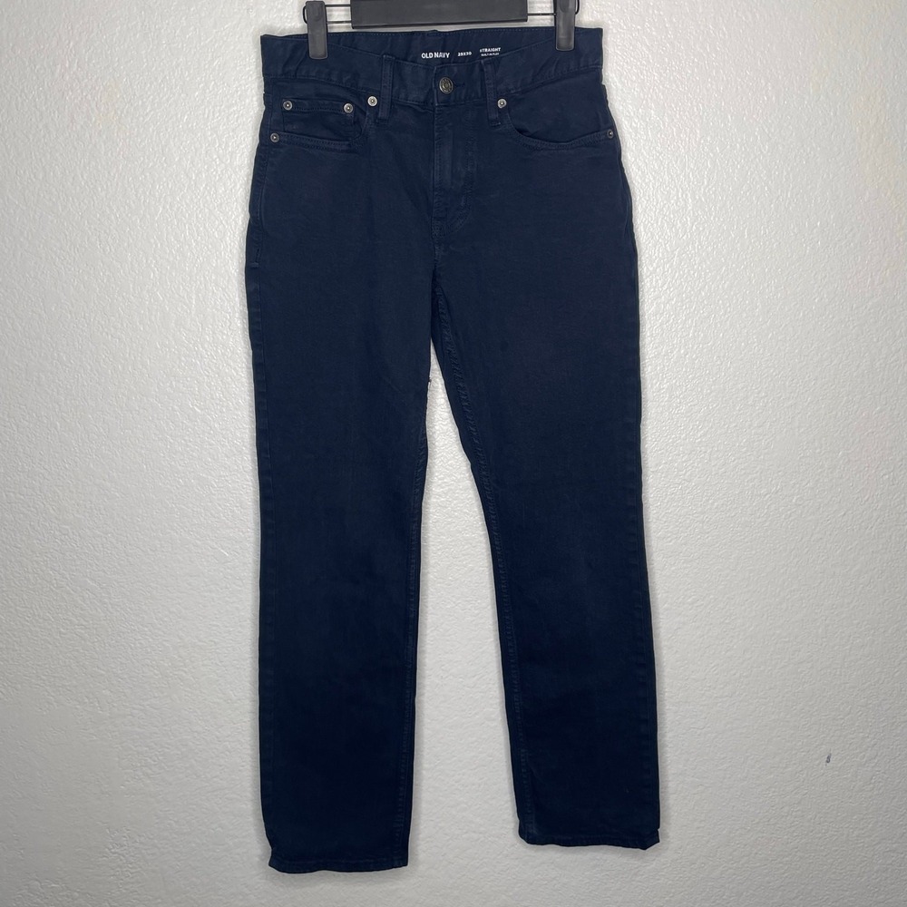 Old Navy Mens Straight Built-In Flex Navy Blue Pants 29x30 5-Pocket Stretch